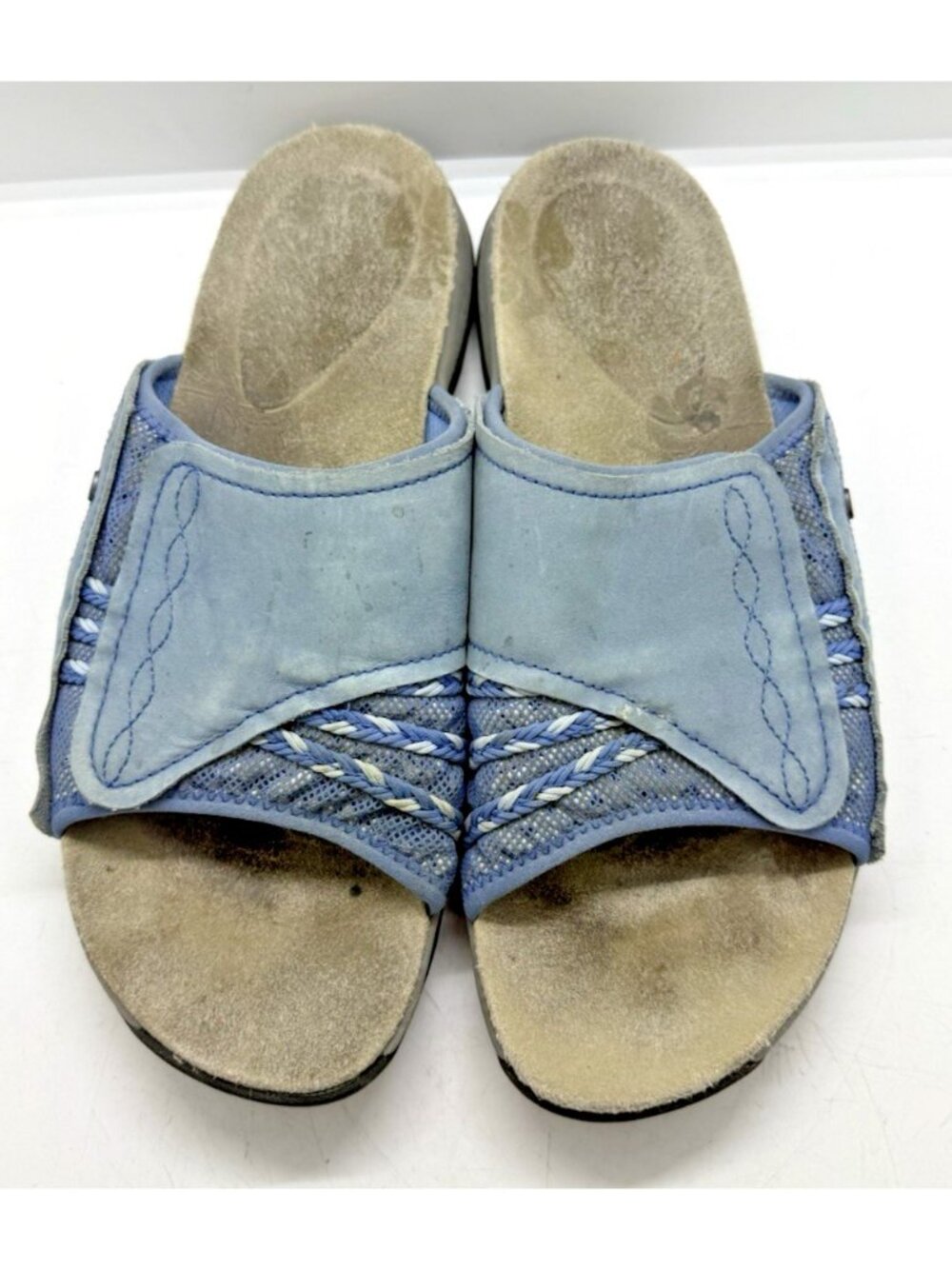 Merrell Lilyfern Washed Denim Blue Leather Slide Sandals Women Sz 9 US J89892 - Picture 3 of 9